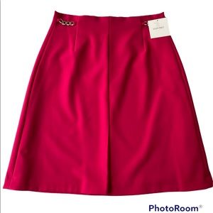 Ellen Tracy Hot Pink A-Line Skirt Fully Lined Ladies Size 12 Silver Hardware NWT